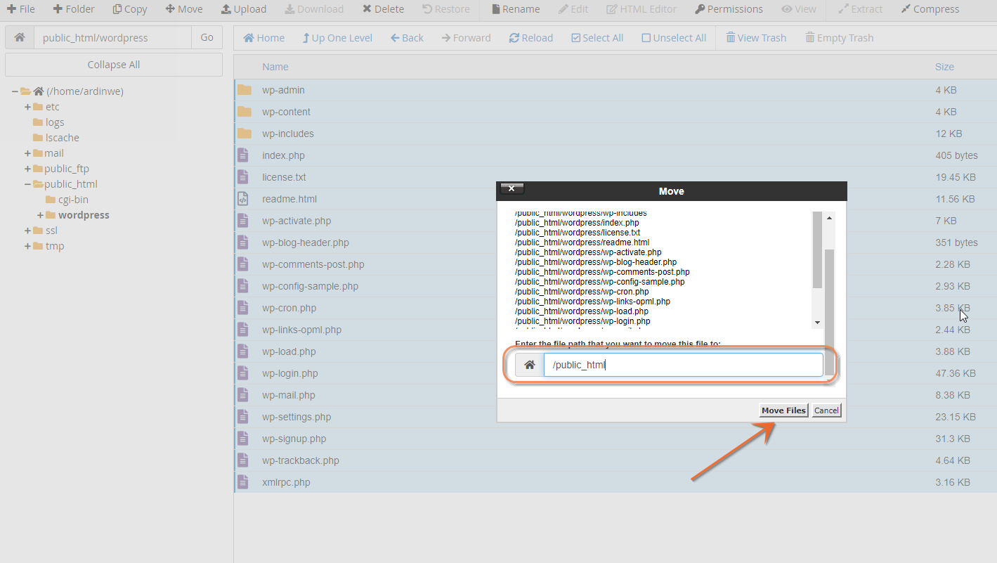 انتقال به public_html